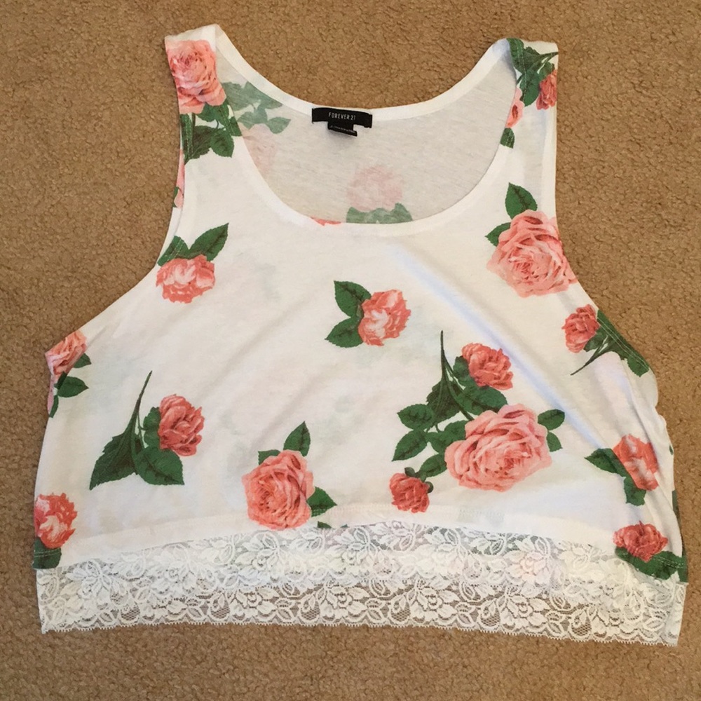 Forever 21 crop flowered tank